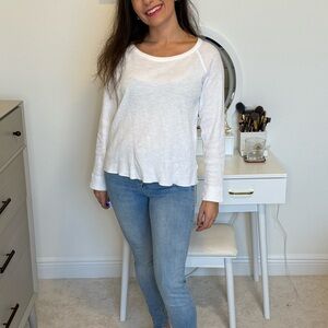 James Perse white 100% cotton long sleeve shirt waffle pattern - size 2